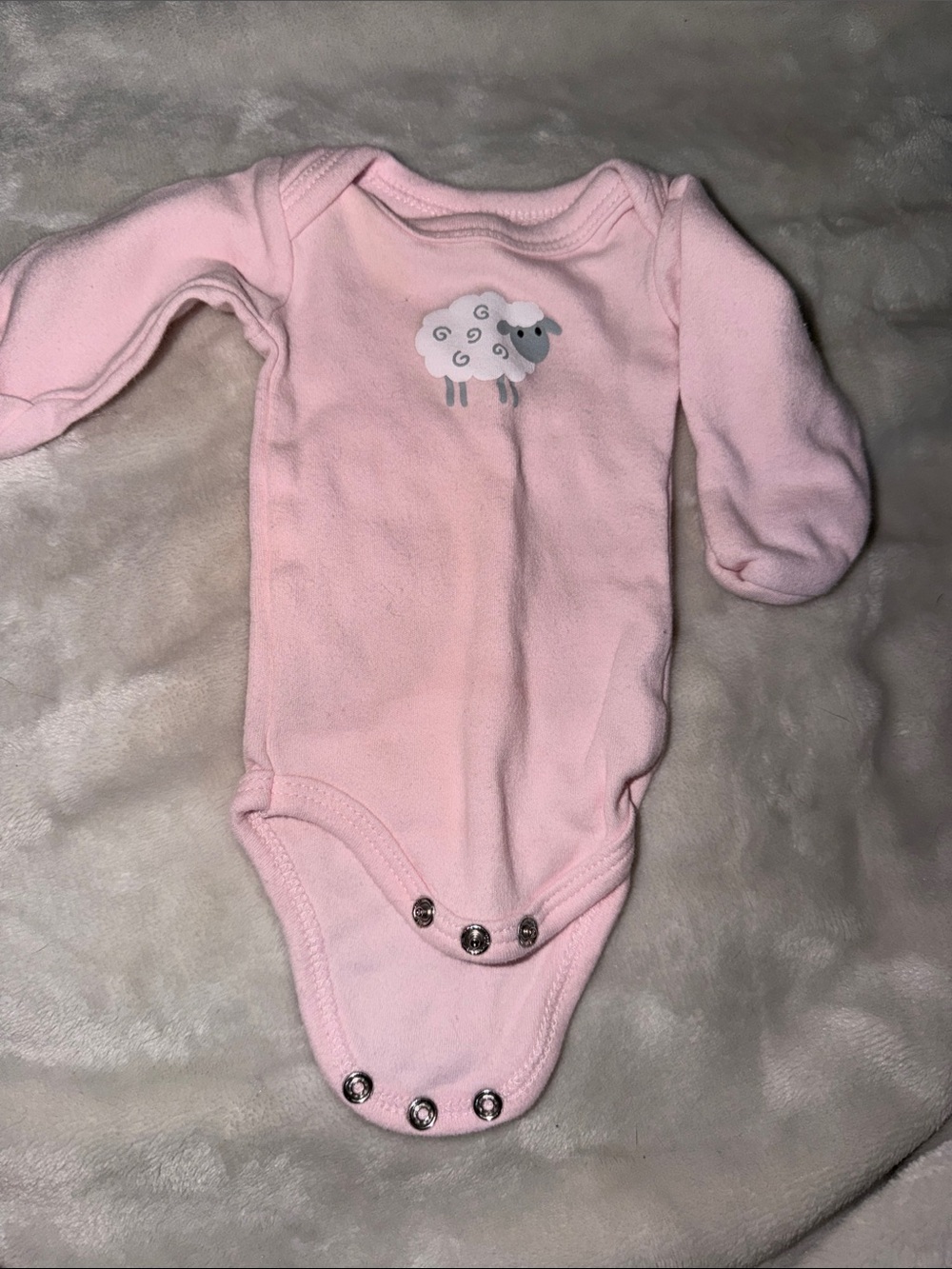 Luvable Friends Pink Long-Sleeve Bodysuit with Sheep Graphic